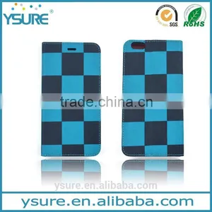 Blue Chess Pattern Fabric Book Style Leather Phone Case For Asus Zenfone 2 With PVC ID and Credit Card Slots thumbnail-1