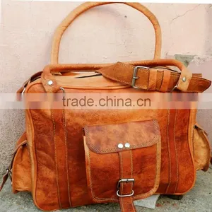 Real Goat Leather Travel Bag/pure Leather Luggage Bag/leather Weekend Bag thumbnail-1