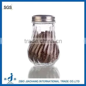 Ball Shape Glass Salt Pepper Shakers With Stainless Steel Cover thumbnail-1