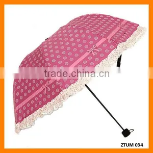 Convenience Lace Polka Dot Print Triple Fold Umbrella thumbnail-1
