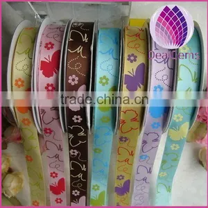 Cute Butterfly Grosgrain Ribbon,5/8 Inch With Single-side Printed Animal,Children's Hair Accessories,100yards / Roll. thumbnail-1