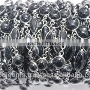 Black Onyx Marquise Bezel Setting Chains thumbnail-2