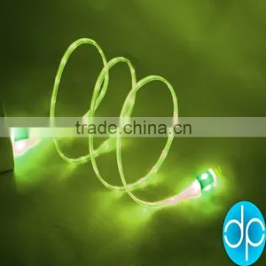 China Wholesale Crystal Connector Embedded Led Flash Light Usb Charging Cable for Mobile Phone Android thumbnail-5