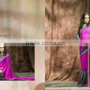 Bordered Embroidery Worked Elegance Designer Sarees thumbnail-4
