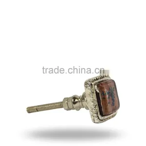 Metal & Glass Square Knob (Pink) thumbnail-2