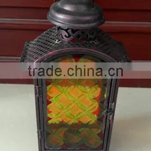 Bronze Metal Lantern With Glass , Ramadan Lantern, Antique Lantern thumbnail-1