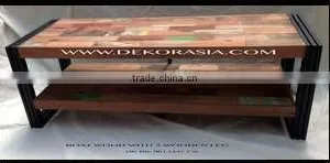 Entertainment Cabinet With Boat Wood And 3 Wooden Leg thumbnail-1