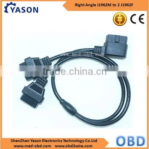 OBD2 Splitter Y Cable,Right Angle J1962M to 2 J1962F,1ft thumbnail-1