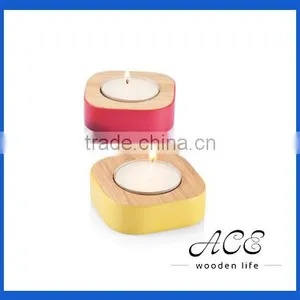 High Quality Bamboo Color Side Candle Holder Wooden Colorful Candle Stand Solid Wood Stand thumbnail-1