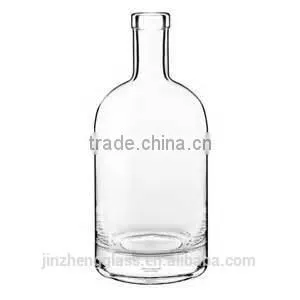 Food Grade Round Sealed Transparent 750ml Whisky Glass Bottle thumbnail-1