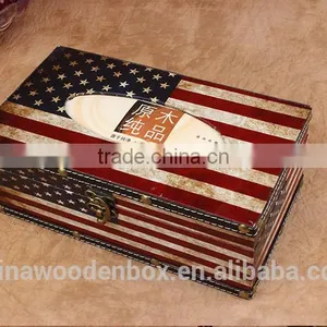 2015 USA Flag Wooden Tissue Box thumbnail-2