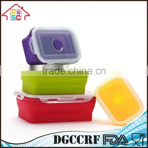 Microwave Safe Silicone Collapsible Food Container /Lunch Box thumbnail-1