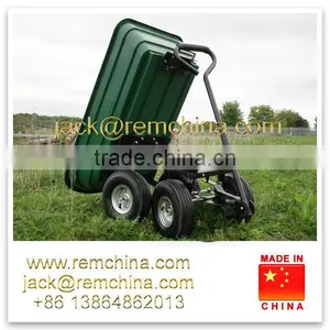 Heavy Duty Outdoor Green Garden Cart Truck Dumper 4 Wheel Plastic Tray thumbnail-6