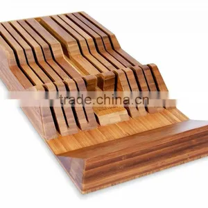 Bamboo Drawer Knife Tray With Handle Rest Wedge 18"x9"x2.5" thumbnail-1