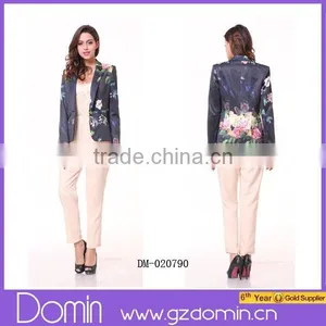 Fashion Fit Casual Floral Print Women Casual Blazer Coat Vintage Slim Button Blazer thumbnail-1