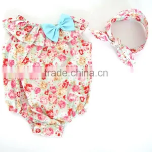 High Quality Fashion Baby Clothes Bubble Romper Boutique Newborn Bella Jumpsuit With Headband thumbnail-5
