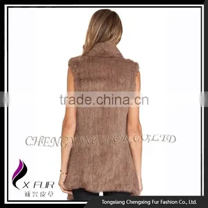 CX-G-B-271C Rex Rabbit Fur Flower Elegant Women Fur Fashion Girl Waistcoat thumbnail-2