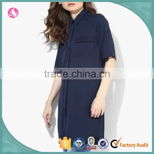 Woman Longline Latest Dress Shirt Design Blank Wholesale Dress Shirts thumbnail-3