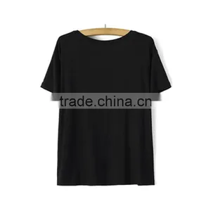 Black Ladies T-shirt Round Neck Short Sleeve Garment t Shirt thumbnail-2