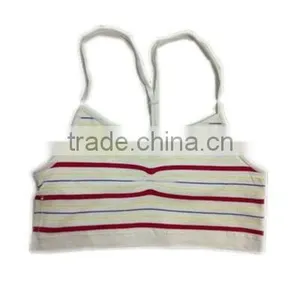 Seamless Stripe Sport Tank Top Cami Bra With Mesh Back and Color Yarn and Princess Seams thumbnail-1