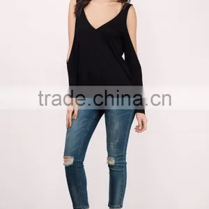 2017 Latest Fashion Design Sexy Women Clothing Black Lady Top thumbnail-2