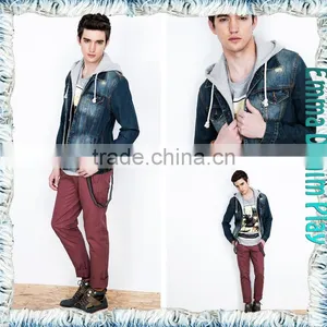 Spring & Fall Casual Wear Indigo Mens Hooded Short Denim Jackets Wholesale thumbnail-2