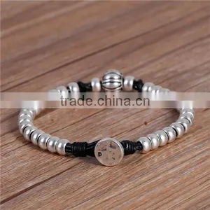 Wax Rope Hand Made Beaded Bracelets Antique Silver Black Halloween Pumpkin Round 21cm Long thumbnail-1