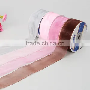 36mm Wide Solid Sheer Ribbon, Woven Edged Chiffon Ribbon thumbnail-1