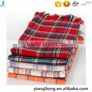 Classic Fashion Jacquard Checked Plaid Acrylic Long Double Side Scarf Stock thumbnail-1