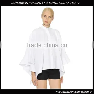 New Style Girls Pure White Cloak Blouses,Long Sleeve Blank Plain Cloak Blouses for Women thumbnail-1