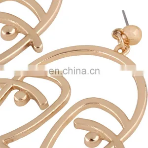 New Exaggerated Facial Hollow Big Human Face Dangle Gold Earrings IN STOCK! thumbnail-6
