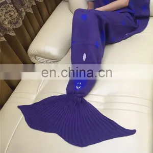 Customized Crochet Mermaid Tail Blanket Children Adult Size Mermaid Tail Blanket for Watching TV Wearable thumbnail-2