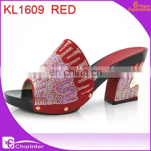 Royal Blue Italian Ladies Shoes African Slipper Ladies Paty Shoes High Heel Slipper thumbnail-3