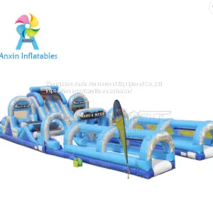Inflatable Water Slide With Obstacles Aqua Rush HUGE Water Slide Park Combining 5 Module thumbnail-1