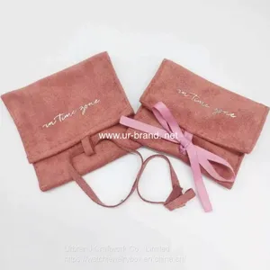 Candy Jewelry Velvet White Drawstring Custom Velvet Gift Bag With Silk Ribbon thumbnail-3