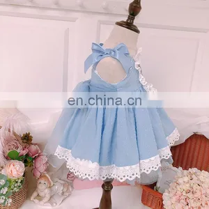 2 PCS Lolita Spanish Floral Vintage Princess Ball Gown Dress For Baby Girls Birthday Party Sleeveless Flowers Bow Dress thumbnail-4