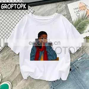 Cool Melanin Black Girl Personalized Digital Printing White Round Neck T-shirt European and American Trend thumbnail-6