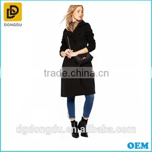 2016 New Fashion Girls Black Double Breasted Ladies Winter Coat thumbnail-1