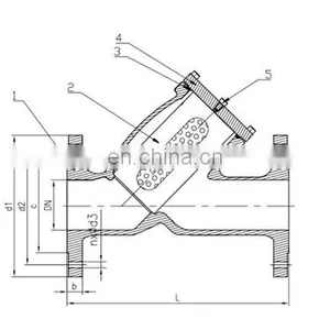 Bundor Cast Iron Y Type Strainer Ductile Iron GL41H DN150 Y-strainer thumbnail-3