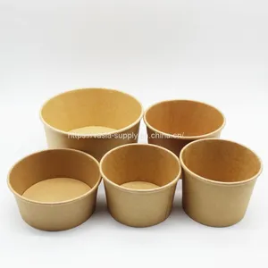 To go Soup Bowls With Lids Kraft Paper Bowls Disposable Containers Food Storage Containers thumbnail-1