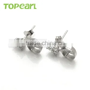 925 Sterling Silver 3 Cubic Zirconia Clear Stud Earrings Findings Jewelry Findings & Components 9EM17 thumbnail-2