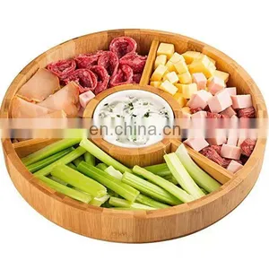 Customized Cheap Natural Bamboo Food Serving Tray 4 Compartment Fruit Plates thumbnail-1