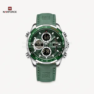 NAVIFORCE Digital Analog Quartz Waterproof Multifunctional Military Leather Watch for Men thumbnail-1