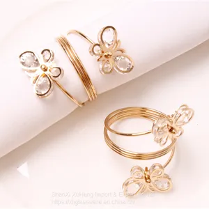 New Style Gold Colored Napkin Ring Butterfly With Diamond thumbnail-1