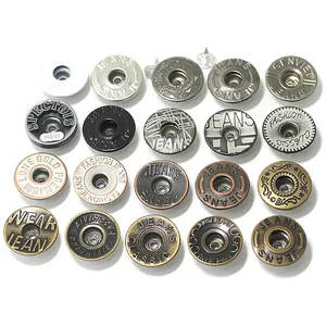 17mm Brass Open Hole Single Pin Jeans Button With Logo With Aluminum Nail thumbnail-1