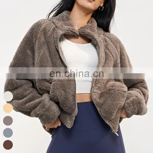 Thermostatic Warm Windproof Collar Coats High Quality Coat Custom Outdoor Winter Jacket Women Fleece Zipper Yoga Jacket thumbnail-1