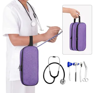 Stethoscope Portable Case Accommodate BP Cuffs or 2 Stethoscopes, Compatible With 3M Littmann/ADC/MDF, Medical Case With Extra Pocket for Nurse Accessories, Essentials for Nurses, Doctors, Purple thumbnail-5