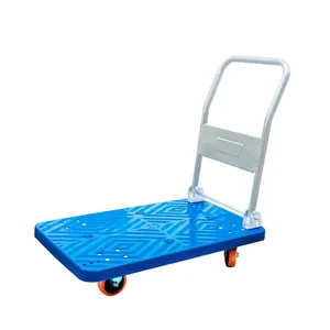 Warehouse Folding Armrest Flatbed Trolley Plastic Platform Trolley for Transporting Goods thumbnail-3