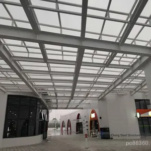Grid Hot-dip Galvanized Steel Keel Modeling Project, Steel Structure Commercial Square Glass Roof, Aluminum Veneer Curtain Wall, On-site Construction thumbnail-3