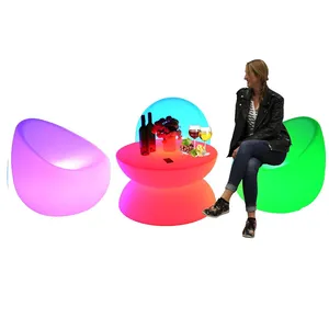 Rental Set Modern Plastic Bar Furniture Chairs Tables Restaurant/Living Room Light Disco Nightclub Outdoor Dining Includes LED Furniture thumbnail-3